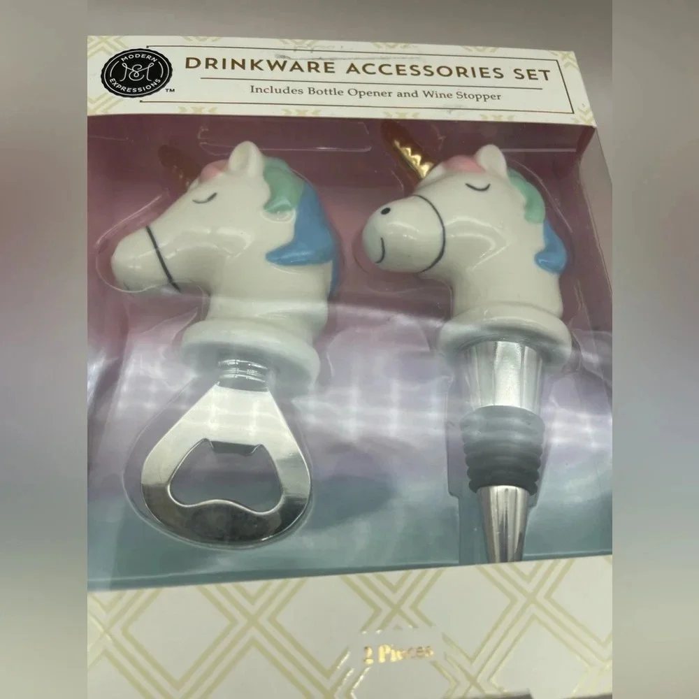 Unicorn Drinkware Accessories Set, NIB - Picture 3 of 6